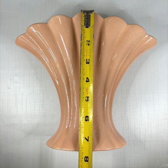 Vintage Pink Chartreuse Vase Fan Weil Ware California Pottery Made USA 40s - Picture 7 of 11